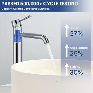 Bateria umywalkowa obrotowa 360°, do łazienki, chrom, ceramiczny rdzeń zaworu, zdejmowany aerator
