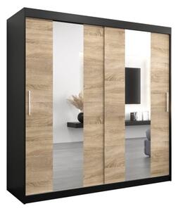 Szafa przesuwna garderoba Pole 200 wys. 200 cm czarny + sonoma
