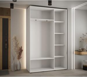Szafa przesuwna wysoka Davos 4 150, gł. 45 cm biały + czarny + złoty