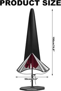 Parasol ogrodowy, wodoodporny, tkanina Oxford 420D, ochrona UV, 8 żeberek, czarny, do użytku na zewnątrz