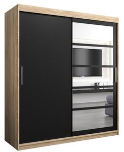Szafa przesuwna garderoba Roma 1 180 wys. 200 cm sonoma + czarny
