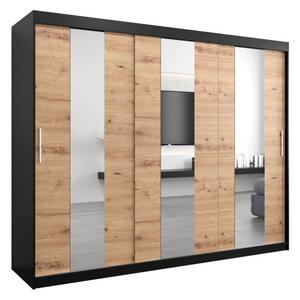Szafa przesuwna garderoba Pole 250 wys. 200 cm czarny + artisan