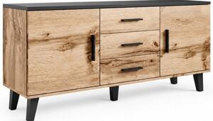 Komoda CAMA MEBLE Lotta 150 cm 2D3S Czarny/DÄ b wotan