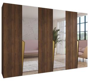 Szafa uchylna otwierana Piano 2 300 (3x100) wys. 202 cm orzech warmia + u. zÅoty
