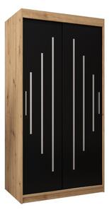 Szafa przesuwna garderoba York 100 wys. 200 cm artisan + czarny