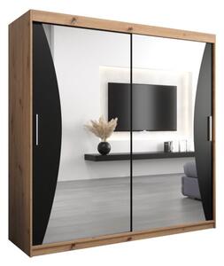 Szafa przesuwna garderoba Monaco 200 wys. 200 cm artisan + czarny