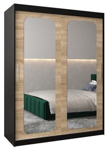 Szafa przesuwna garderoba Promo T3 150 wys. 200 cm czarny + sonoma