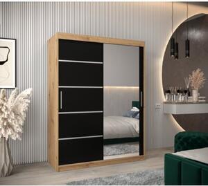 Szafa przesuwna garderoba Verona 2 150 wys. 200 cm artisan + czarny