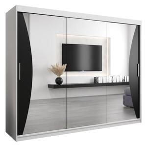 Szafa przesuwna garderoba Monaco 250 wys. 200 cm biaÅy + czarny
