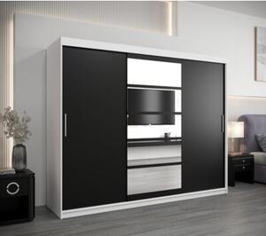 Szafa przesuwna garderoba Roma 1 250 wys. 200 cm biaÅy + czarny