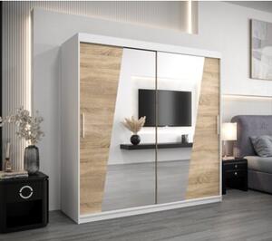 Szafa przesuwna garderoba Wave 200 wys. 200 cm biaÅy + sonoma