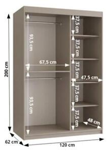Szafa przesuwna z lustrem garderoba Rubino T1 120 wys. 200 cm kaszmir