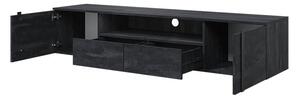 Wisząca szafka RTV Verica z szufladami i wnęką 200 cm - czarny beton / czarne uchwyty