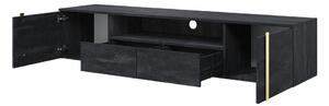 Wisząca szafka RTV Verica z szufladami i metalowymi uchwytami 200 cm - czarny beton / złote uchwyty