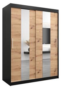 Szafa przesuwna garderoba Pole 150 wys. 200 cm czarny + artisan