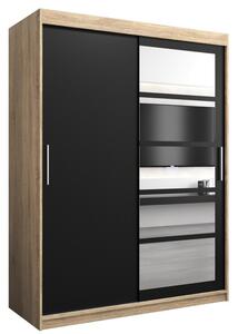 Szafa przesuwna garderoba Roma 1 150 wys. 200 cm sonoma + czarny