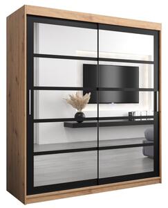 Szafa przesuwna garderoba Roma 2 180 wys. 200 cm artisan + czarny