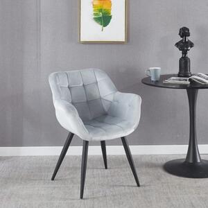 Krzesło tapicerowane do salonu ALASKA błękitne nogi czarne pikowane welur