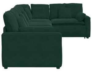 Sofa moduÅowa z poduszkami aksamitna ciemnozielona