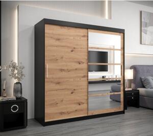Szafa przesuwna garderoba Roma 1 200 wys. 200 cm czarny + artisan