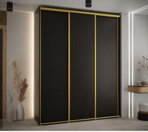 Szafa przesuwna wysoka Davos 1 200, gÅ. 60 cm czarny + czarny + zÅoty