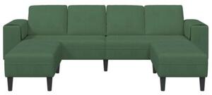 Nowoczesna sofa sztruksowa w ciemnozielonym kolorze, ksztaÅt u, dla 4 osÃ³b
