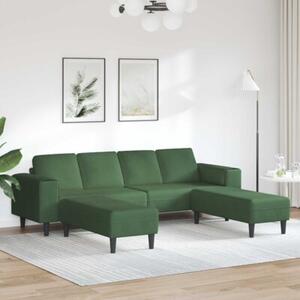 Nowoczesna sofa sztruksowa w ciemnozielonym kolorze, ksztaÅt u, dla 4 osÃ³b