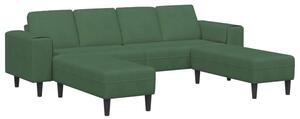 Nowoczesna sofa sztruksowa w ciemnozielonym kolorze, ksztaÅt u, dla 4 osÃ³b