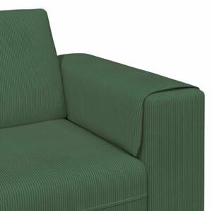 Nowoczesna sofa sztruksowa w ciemnozielonym kolorze, ksztaÅt u, dla 4 osÃ³b