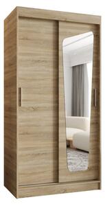 Szafa przesuwna z lustrem garderoba Moka 100 wys. 200 cm sonoma