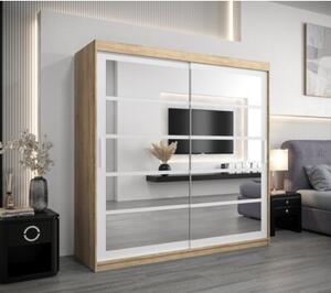 Szafa przesuwna garderoba Roma 2 200 wys. 200 cm sonoma + biaÅy