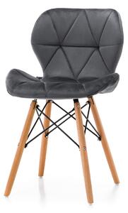 Krzesło skandynawskie SK04 ciemnoszare welurowe na drewnianych nogach
