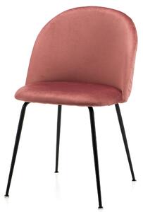 Krzesło tapicerowane do jadalni SK49 różowy welur, nowoczesne loft