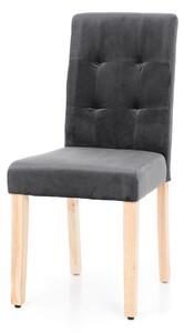Krzesło tapicerowane do jadalni SK09 szary welur, nogi jasny buk