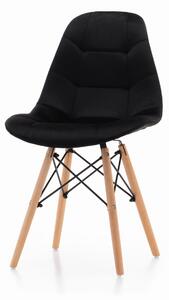 Krzesło skandynawskie SK25 czarny welur z drewnianymi nogami