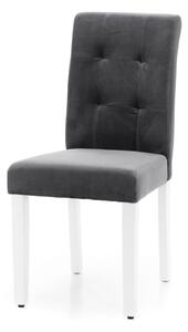 Krzesło tapicerowane do jadalni SK09 szary welur białe nogi