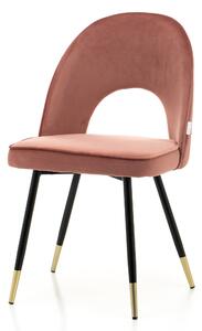 Krzesło tapicerowane do jadalni SK72 różowy welur, czarno złote nogi