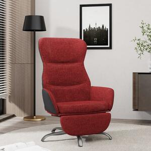 Fotel wypoczynkowy z podnóżkiem, winna czerwień, obity tkaniną