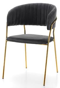 Krzesło tapicerowane SK44 szare ze złotymi nogami glamour