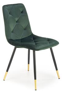 Zielone pikowane krzesło welurowe - Vimo