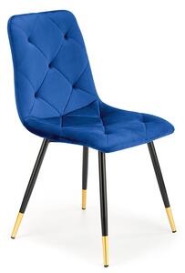 Granatowe tapicerowane krzesło welurowe - Vimo
