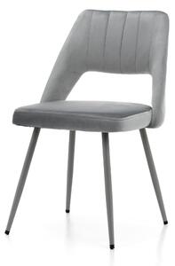 Krzesło tapicerowane do jadalni SK34 jasnoszare welurowe nowoczesne loft