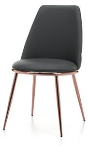 Krzesło tapicerowane do jadalni Tanaro szara ekoskóra nowoczesne glamour