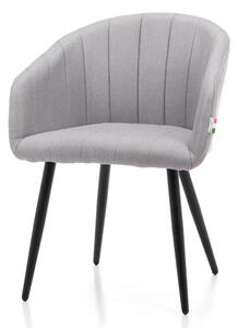 Krzesło tapicerowane do salonu Brenta jasnoszara tkanina nowoczesne loft