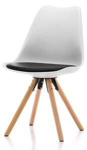 Krzesło skandynawskie SK37 biało czarne plastikowe z drewnianymi nogami