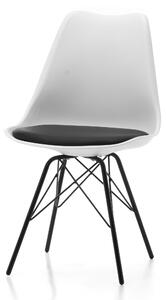 Krzesło skandynawskie plastikowe SK64 białe z czarnym padem