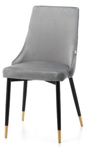 Krzesło tapicerowane do jadalni Adda jasnoszare welurowe nowoczesne loft