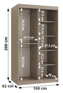Szafa przesuwna z lustrem garderoba Ultra 100 wys. 200 cm kaszmir