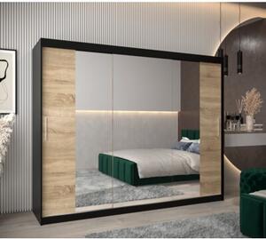 Szafa przesuwna garderoba Tokyo 2 250 wys. 200 cm czarny + sonoma