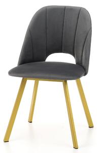 Krzesło tapicerowane do jadalni SK144 ciemnoszare welurowe nowoczesne glamour